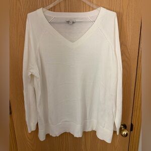 LUCKY BRAND Cotton Blend Creamy White V-Neck Sweater Women’s Size 2X